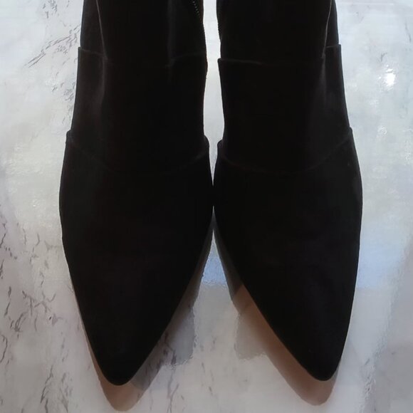 Modern Rush Womens Black Suede Stiletto Bootie Gorgeous Heeled Ankle Boots 💜 - Picture 6 of 11